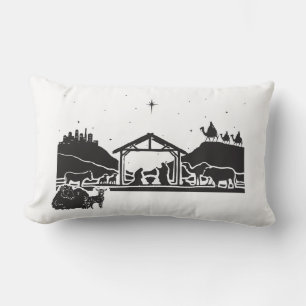 Reversible Nativity Scene Throw Pillow
