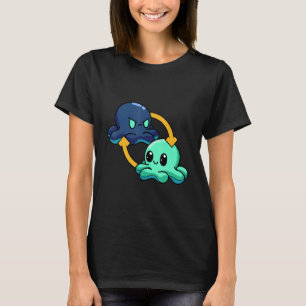 Reversible Octopus Emotional Switch Leisure T-Shirt