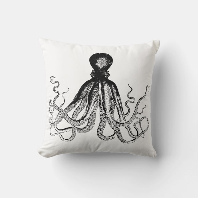 Reversible Octopus Throw Pillow (Front)