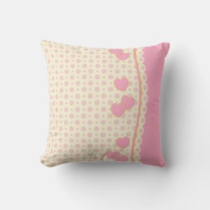 Reversible Pink and White Eyelet Heart Pillow