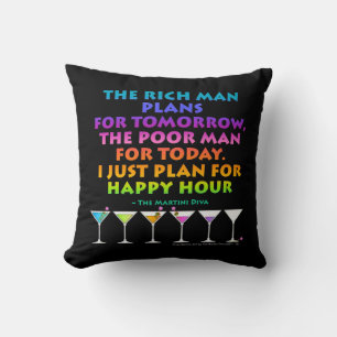 REVERSIBLE Plan for Happy Hour Martini Zen America Throw Pillow