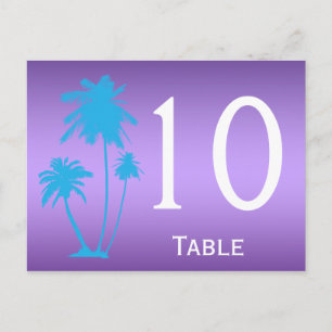 Reversible Purple and Blue Floral Table Number Postcard