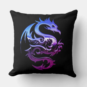 Reversible Purple Metallic Dragon Throw Pillow