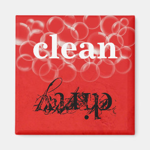 Reversible Red Dirty Clean Lave-vaisselle Magnet
