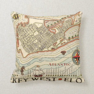 Reversible Retro Key West Florida  throw cushion