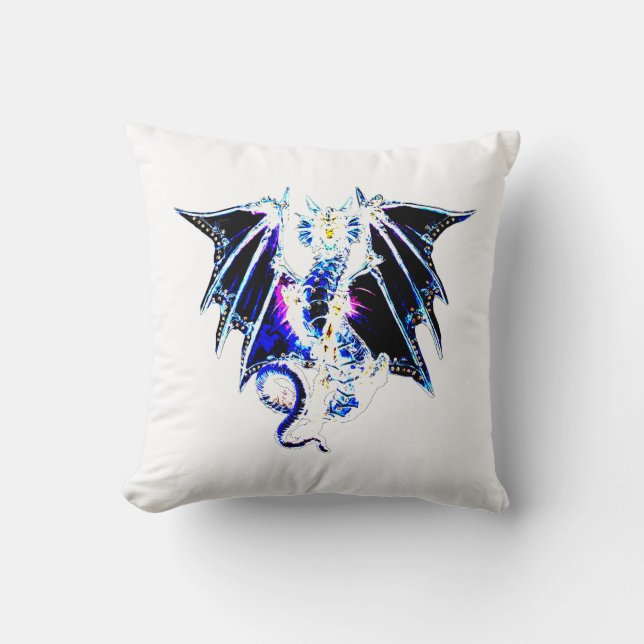 Reversible Sea Beast Fantasy Dragon  Throw Pillow (Front)