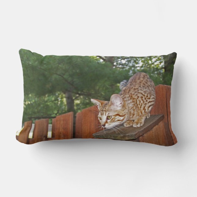 Reversible Serval Savannah Cats on a Pillow (Front)