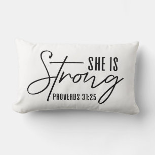 Reversible She Is Strong Proverbs 31:25 Lumbar Pillow