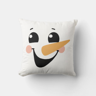 Reversible Snowman Face Throw Pillow