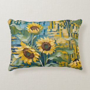 Reversible Sunflowers -Van Gogh style art pillow 