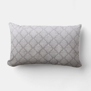 Reversible Taupe/Blue Lilac Damask Lumbar Pillow