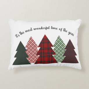 Reversible Thanksgiving Christmas Farmhouse Plaid Accent Pillow