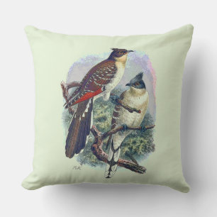 Reversible Vintage Birds Nature Wildlife Throw Pillow