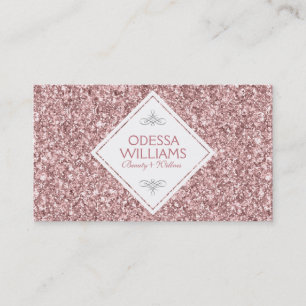 Reversible White & Modern Rose-Gold Glitter Business Card