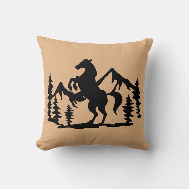 Reversible Wild Horse  Throw Pillow (Front)