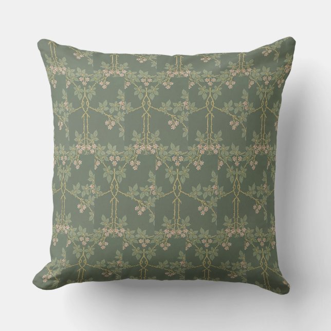 Reversible William Morris Vintage Blackberry   Throw Pillow (Front)
