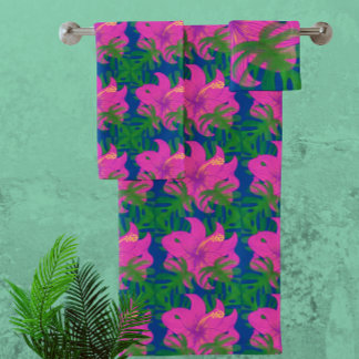 Rêves de forêt tropicale Hibiscus Vert Bleu Rose C