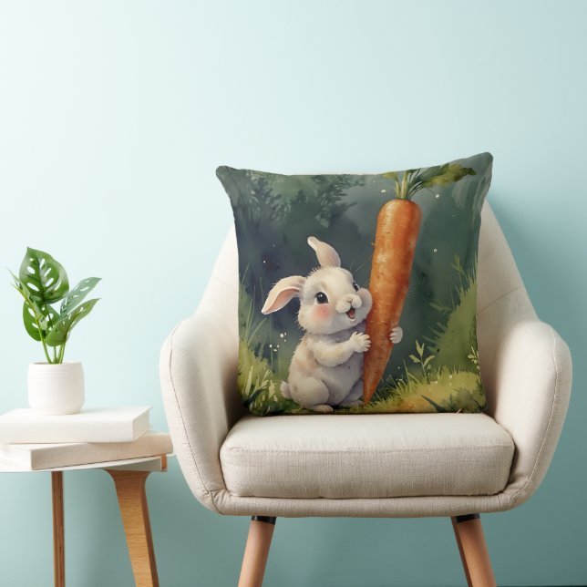 Rêves de lapin de prairie : Oreiller à lancer lune (Chaise)