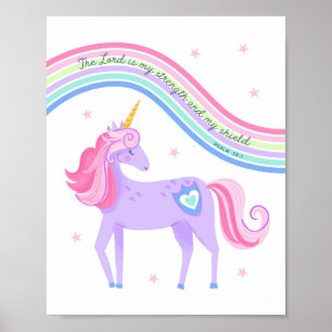 Rêves de licorne Psaume28:7 Impression d'art mural