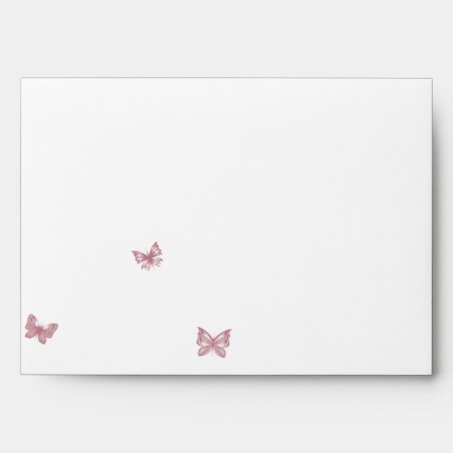 Rêves de papillons : Enveloppe Mariage Rose Dusty (Devant)