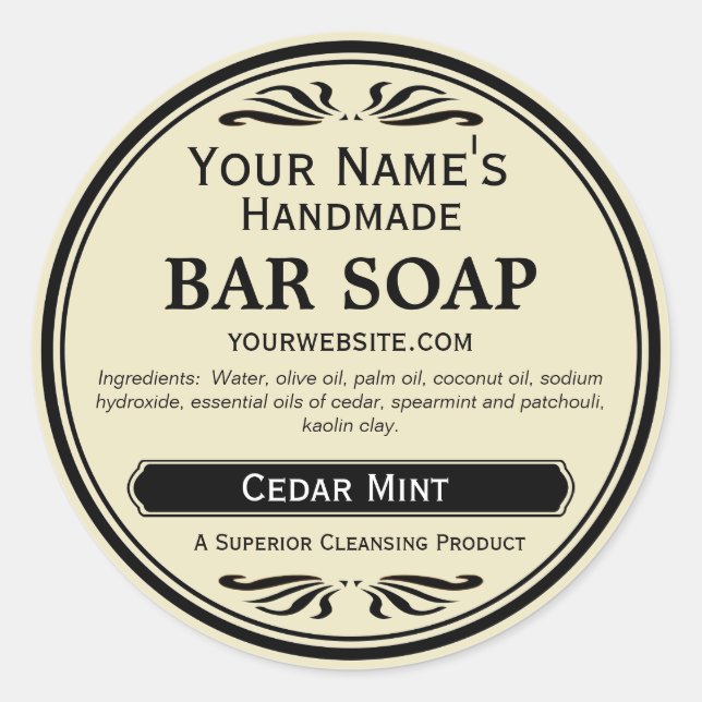 Revêtement à l'ancienne Étiquettes de savon artisa (Devant)