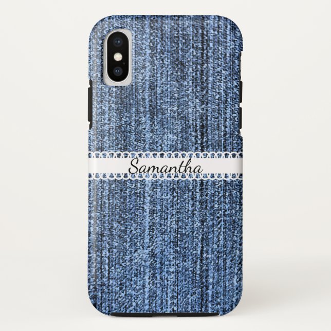 Revêtement bleu avec ruban iPhone X Coque (Dos)