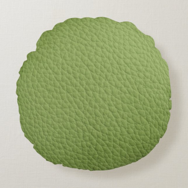 Revêtement en cuir vert Imprimer Coussin rond (Devant)