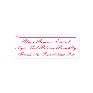 Review and Sign Request & Teacher Name Self-inking Stamp