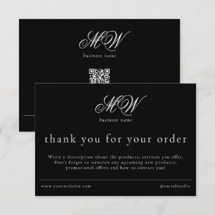 Review Order Packaging Insert Script Monogram Thank You Card