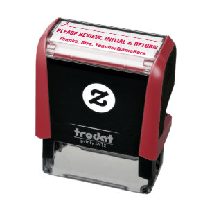 Review Request & Educator Name Rubber Stamp