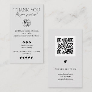 Review Simple light grey order thank you Business Card