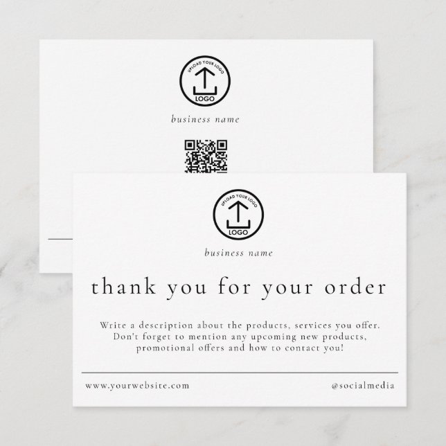 Review Thank You Order Packaging Business Logo Card (Front/Back)