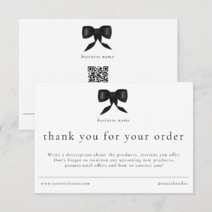 Review Thank You Order Packaging Insert Bow  Card