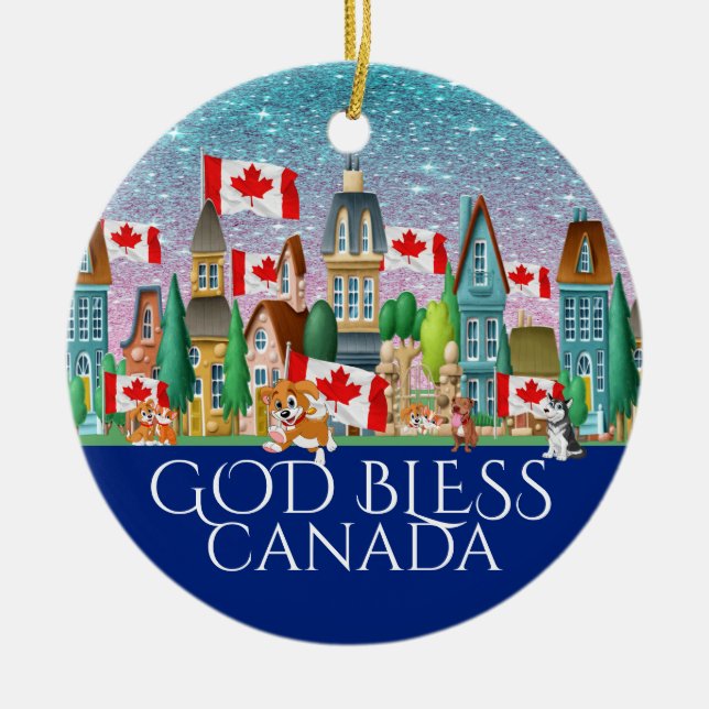 REVISED God Bless Canada Ceramic Ornament (Front)