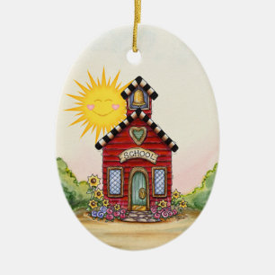 Revised! School House - SRF Ceramic Ornament