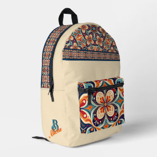 Revisited Mexican folk art floral personalized Printed Backpack