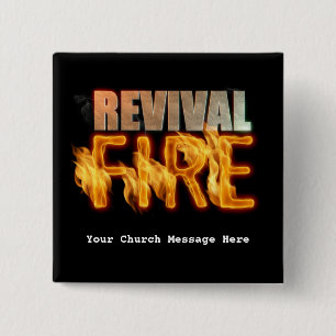 Revival fire church outreach typography evangelism 2 inch square button