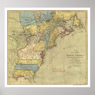 Revolutionary America Map 1771 Poster