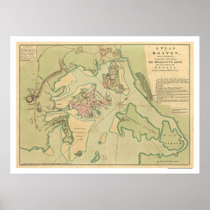 Revolutionary Boston Map 1776 Poster