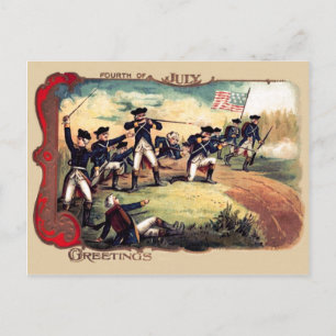 Revolutionary War Battle American Flag Postcard