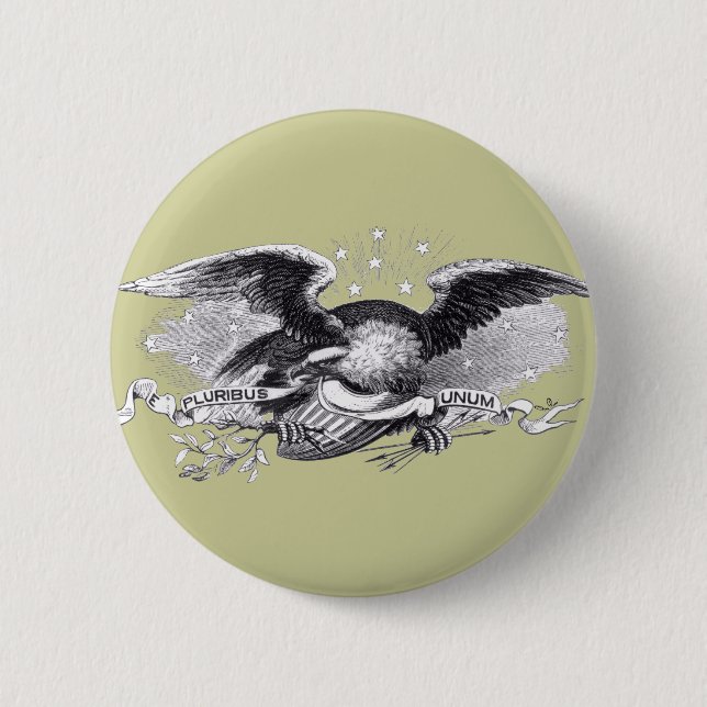 Revolutionary War Eagle 2 Inch Round Button (Front)