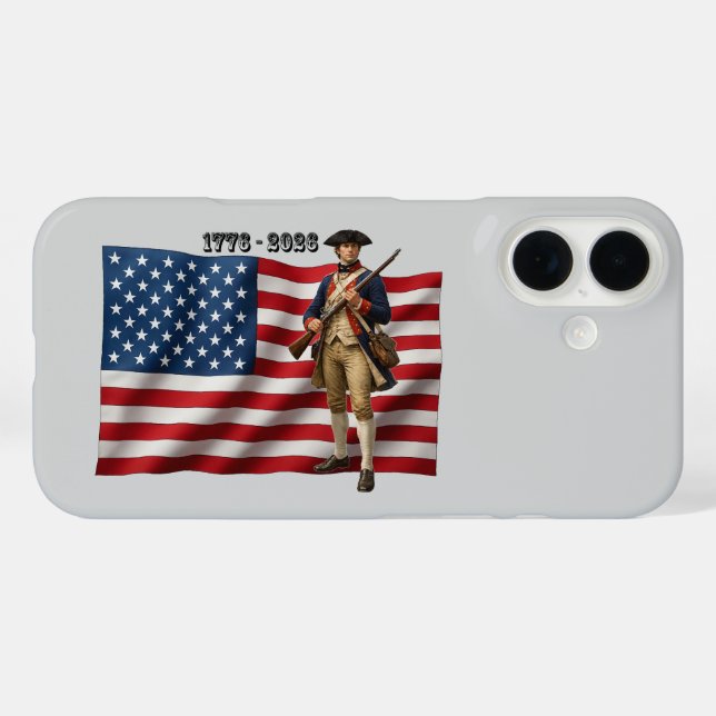 Revolutionary War Soldier & American Flag 250 URM Case-Mate iPhone Case (Back (Horizontal))