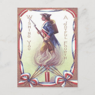 Revolutionary War Soldier Fireworks Firecracker Postcard