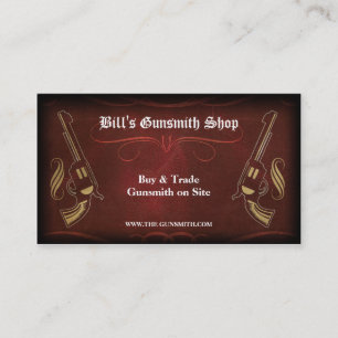 Revolver Gun & Red Leather Business Card