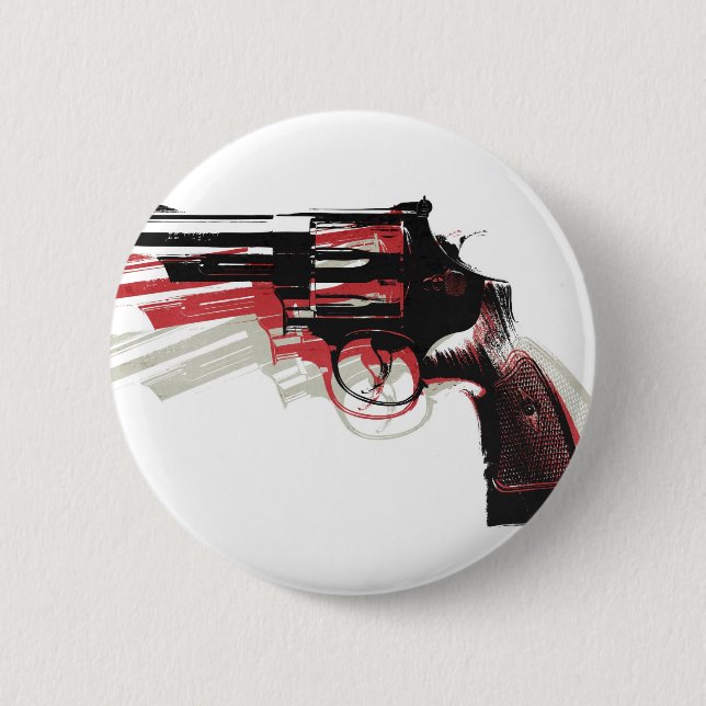 Revolver on White 2 Inch Round Button (Front)