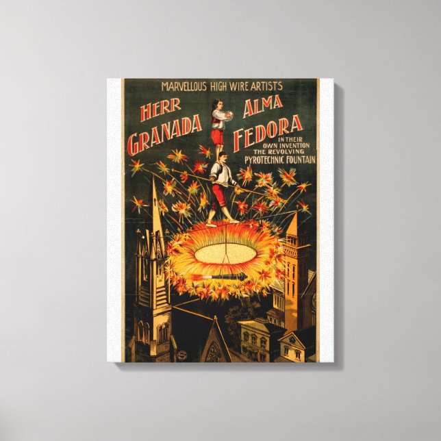 Revolving Pyrotechnic Fountain High Wire Canvas Print (Front)