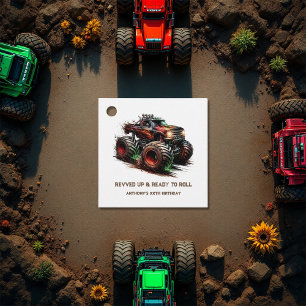 “Revved Up & Ready to Roll” Monster Truck Birthday Favour Tags