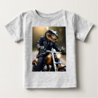 **"Revved Up Rex: T-Rex in Leathers on a Motorbike