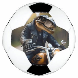 Revved Up Rex: T-Rex in Leathers on a Motorbike, Soccer Ball