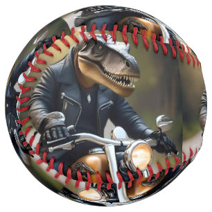 Revved Up Rex: T-Rex in Leathers on a Motorbike, Softball